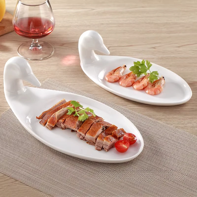 

Креативная керамическая тарелка для десерта в форме утки, десертная тарелка для суши, ресторанная тарелка для молекулярной кухни, керамическая посуда