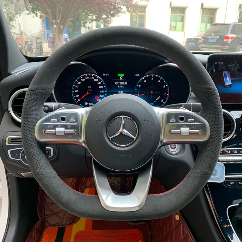 Hand Stitched Genuine Leather Car Steering Wheel Cover For Mercedes Benz W177 V177 W247 W205 C118 C257 W213 EQA H243 2018-2021 image 3