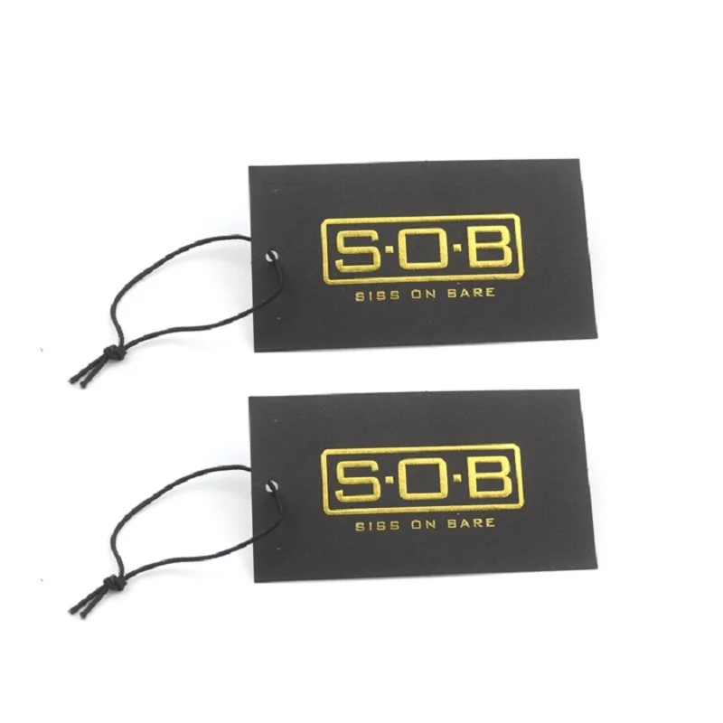 

Custom Promotional Black Card Hang Tag , Paper Folded Hang Tag For Clothing