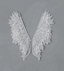 1 Pair of White Hot Selling Double-layer Embroidered Angel Wing Patches DIY Clothing Accessories