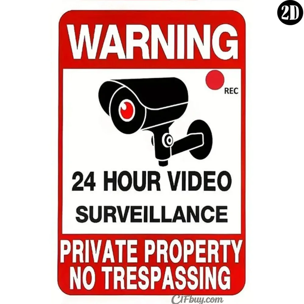 Warning Video Surveillance Metal Sign Retro Tin Plaque Wall Decor for Home Yard