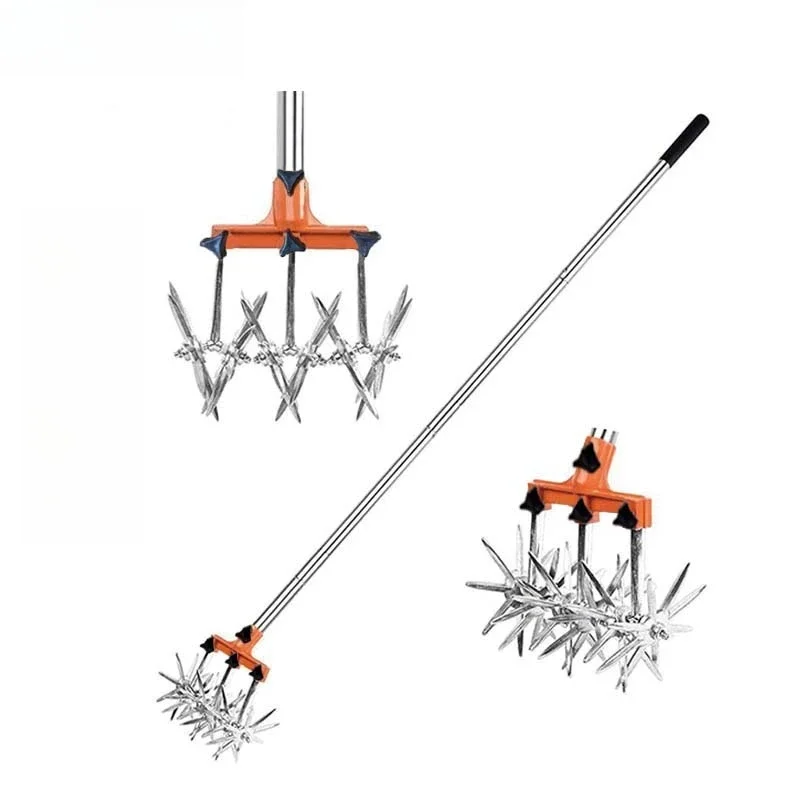 

Adjustable Garden Manual Rotary Cultivator Stainless Steel Rod Turning Soil Loosening Soil
