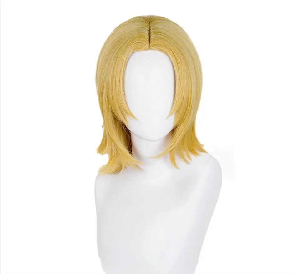 Anime JoJo Bizarre Adventure Johnny Joestar Cosplay Perücke JOJO Perücke 40 cm goldgelbe hitzebeständige Kunsthaarperücken + Perückenkappe