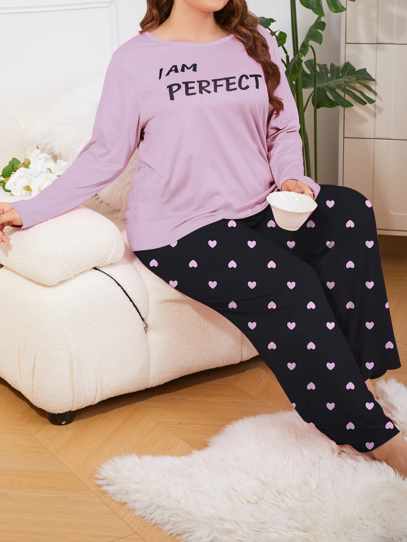 Zestaw do domu Plus size, dwuczęściowy zestaw spodni z długimi rękawami, piżama w dużym rozmiarze można nosić na zewnątrz w rozmiarze 1XL-5XL plus