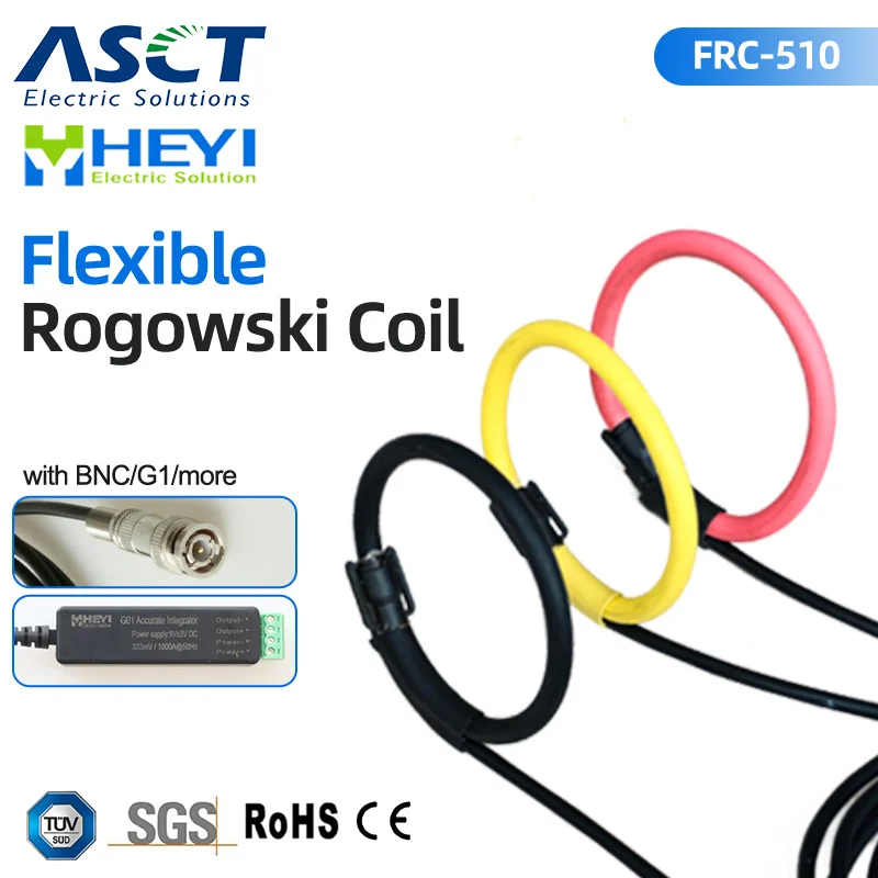 

FRC-510 light flxible ct Input : 1000A Output : 100mV Flexible Rogowski Coil with BNC connector or G1 Integrator