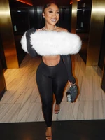 Sisterlinda Furry Slash Neck Jumpsuits Woman Luxury Hipster Patchwork Trend Sexy Hollow Stretch Fitness Club Activity Overalls