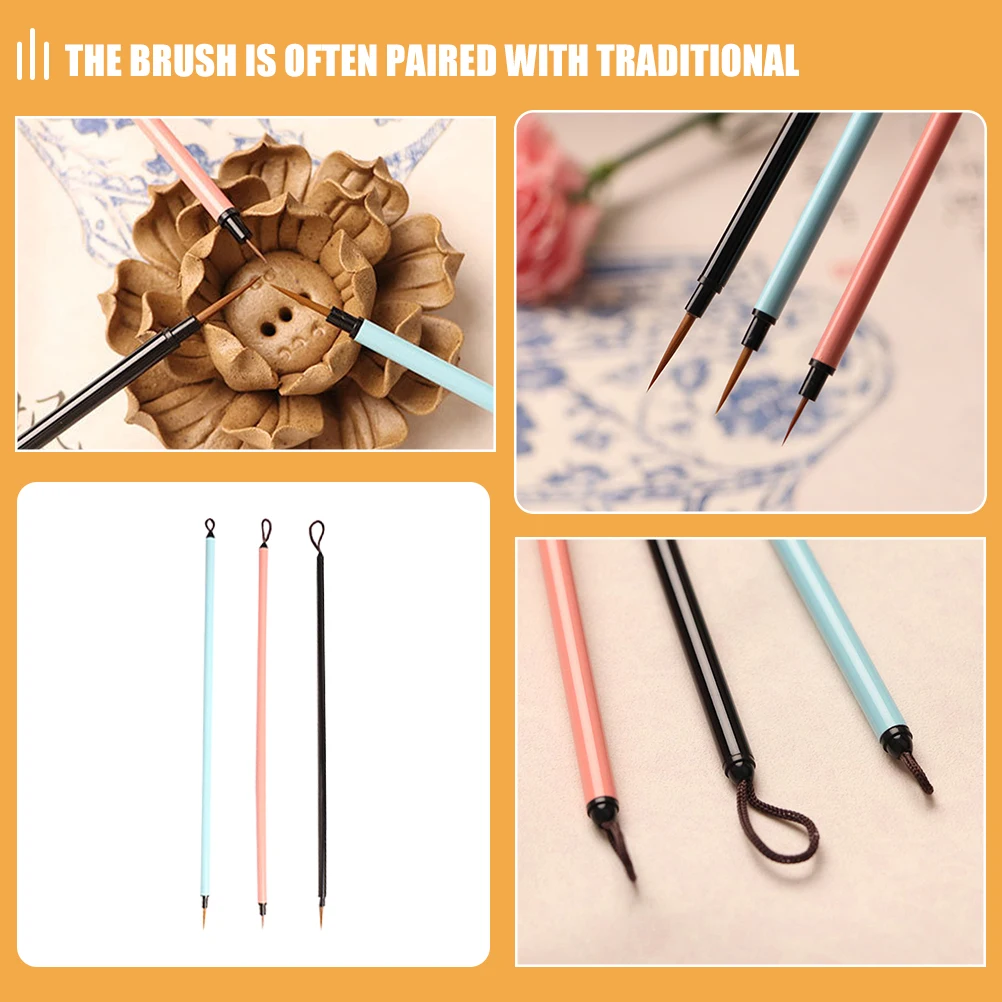 

3 Pcs Stroke Pen Color Hook Line Paint Brushes Art Plastic Watercolor Painting Fine