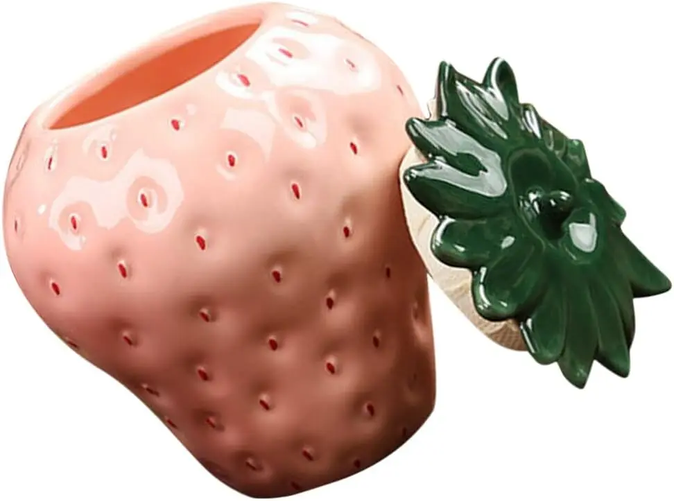 Ceramic Tea Containers Strawberry Shaped Tea Jar Loose Tea Canister Food  Jar Sugar Candy Container Kitchen  Containers for Tea
