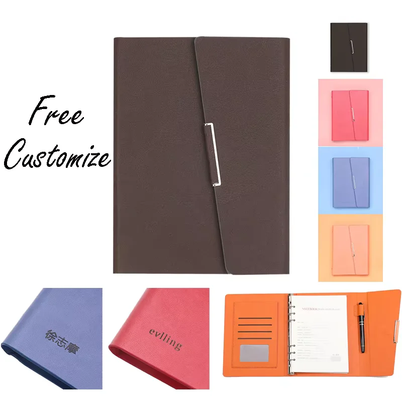 

Logo Name Customize Leather A5 Notebook Loose-leaf Diary Spiral Rings Binder Business Planner Office School Supplies