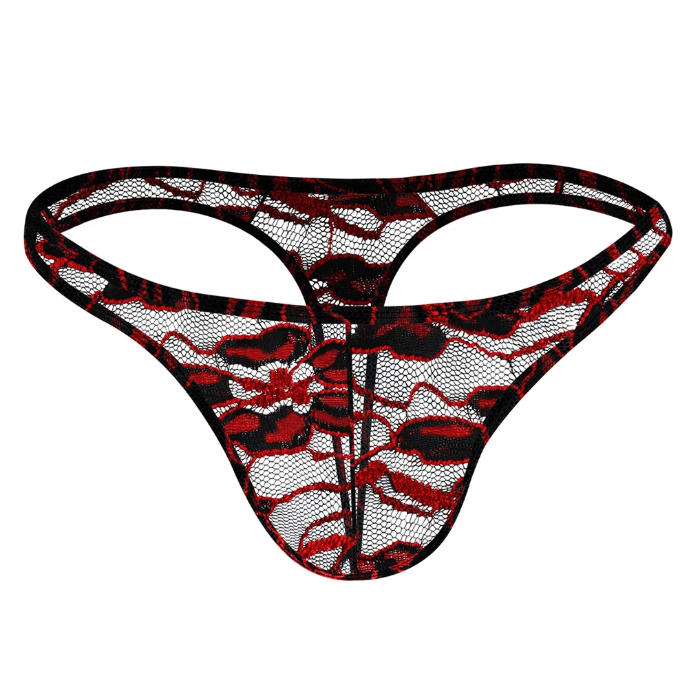 For Daily Wear Lace T-back Men Thongs Comfortable Printed Lace Thongs Brand New Item Classic Style Thongs Comfortable Fit