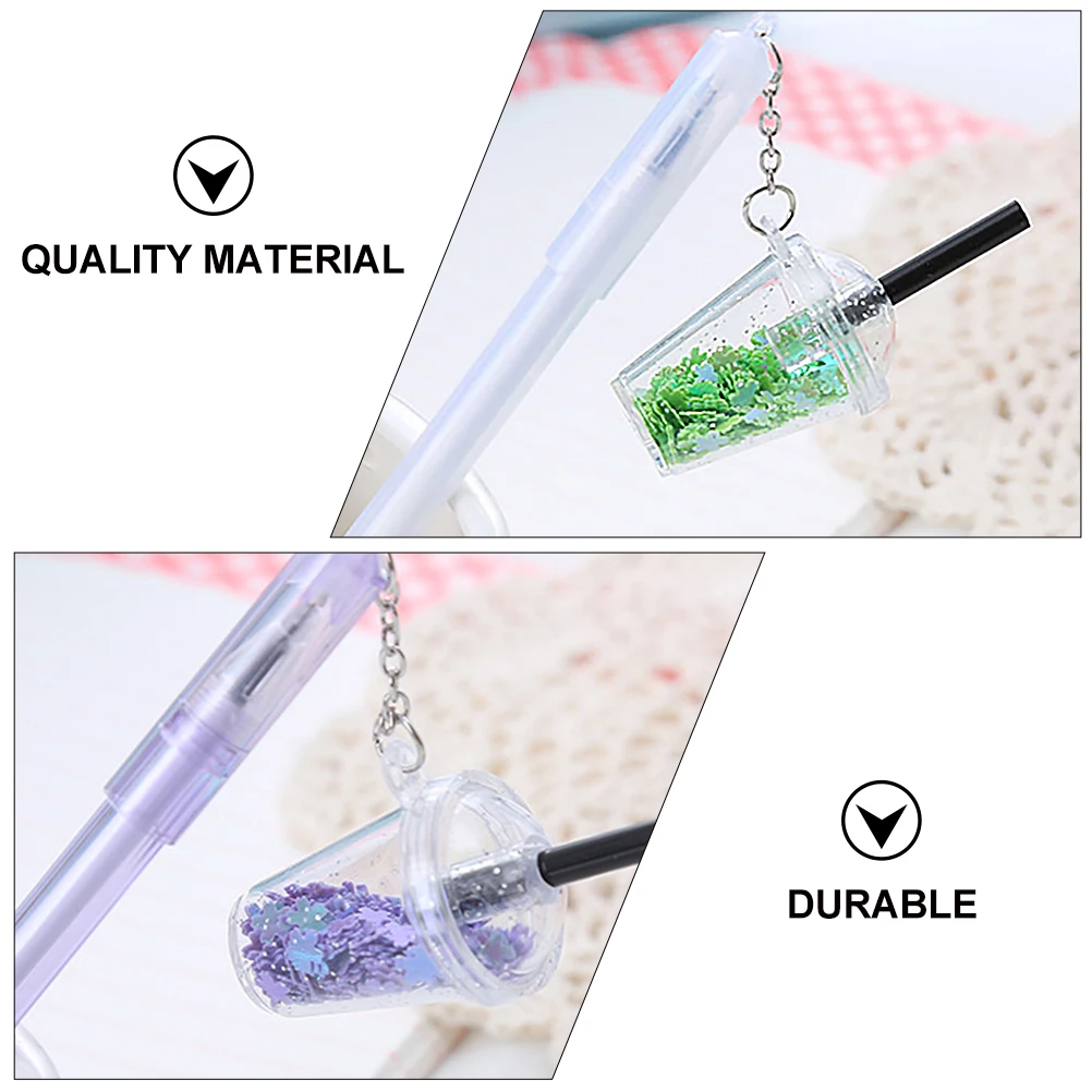 

10 Pcs Sequin Pen Lovely Pendant Cute Pens Bulk Milk Tea Cup Adorable Plastic Gel