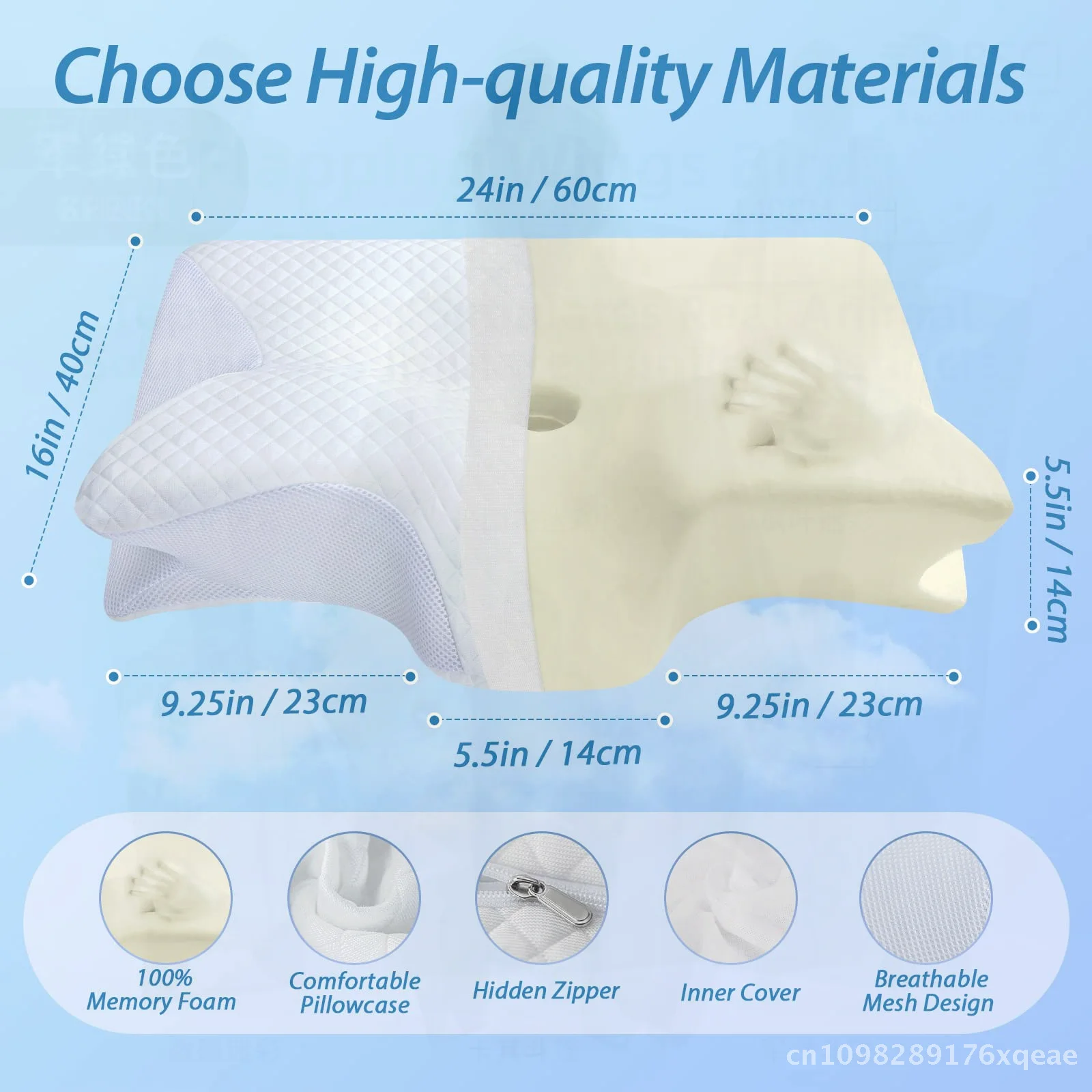 

Butterfly Memory Foam Pillow Neck Support Universal Sleep Aid Black Gray White Customizable Cover Sleeping Accessory for All