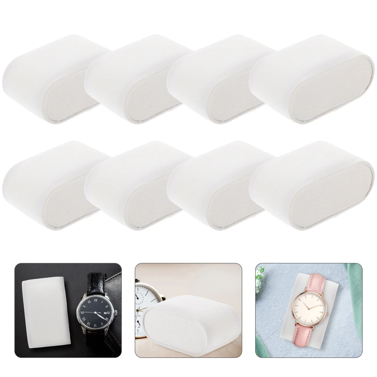 

8 шт., подушка для дисплея часов, мягкая байковая подставка для ювелирных изделий, подставка для браслета, цепочки, держатель для хранения, декор