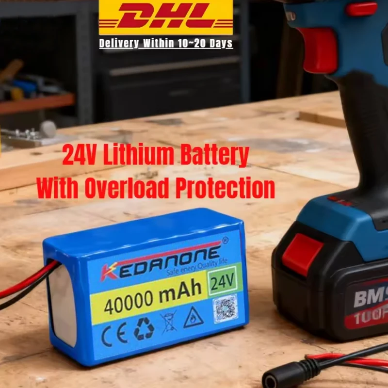 Batteria 7s3p 24V 40Ah Ricaricabile Pacco Batterie al Litio 18650 con Caricabatterie 29.4V 2A per Sedia a Rotelle Elettrica e Scooter