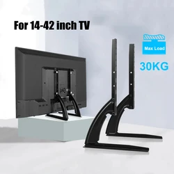 Adjustable TV Stand Mount, Universal TV Stand Bracket for 14 to 42 inch Monitor Flat Screen TVs, TV Legs, Holds up to 30KG
