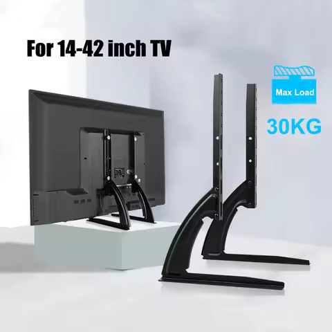 Adjustable TV Stand Mount, Universal TV Stand Bracket for 14 to 42 inch Monitor Flat Screen TVs, TV Legs, Holds up to 30KG