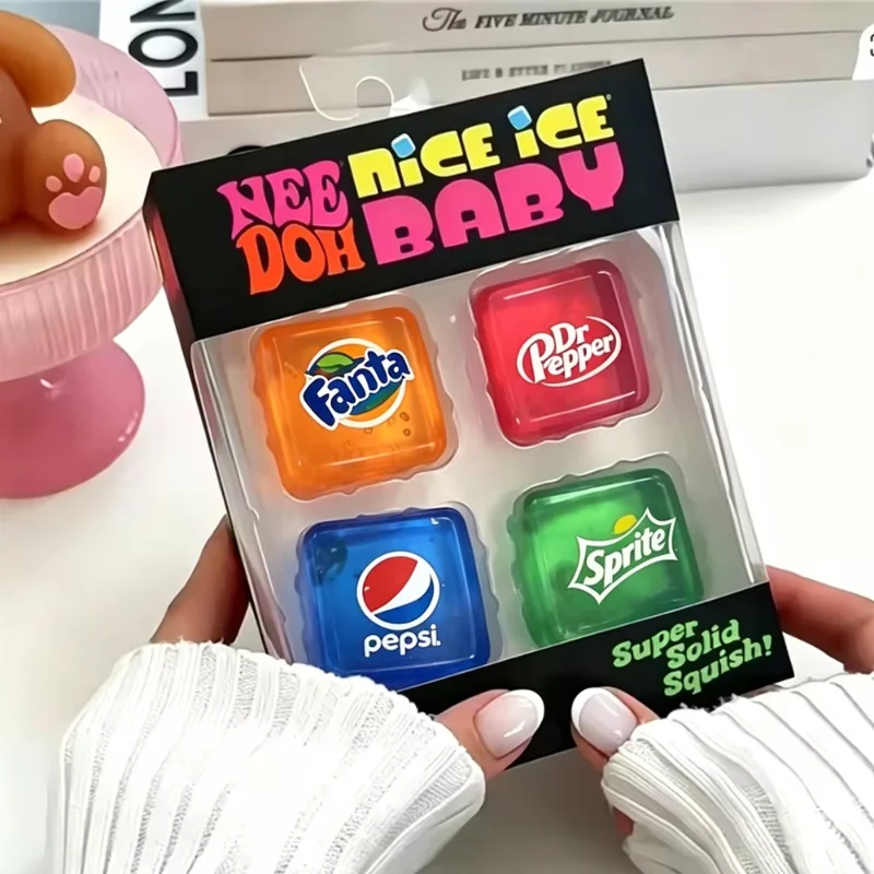 Needoh Nice Ice Cube Fidget Toys Slow Rebound Squishy Toys Stress Reliever Mini 4 Pack Set Anxiety Focus Sensory Cube Gifts New image 3
