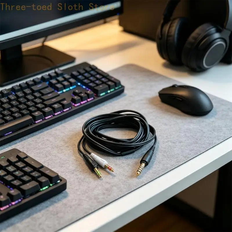 PC-Kopfhörerkabel mit getrenntem für ATH-GDL3, vergoldete Kontakte, 4,4 mm auf zwei 3,5 mm-Enden für Ton und Sprache, 9,8 – Detail 9