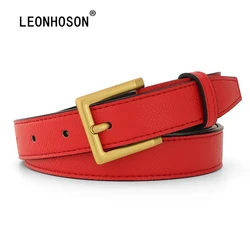 Cinturones elegantes de cuero genuino para mujer, hebilla de Pin cuadrado amarillo, marca famosa de lujo, pretina de corsé de moda de diseñador de lujo