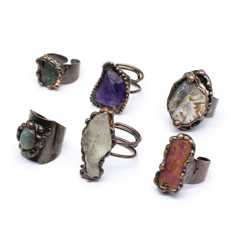 

Gomggsale Natural raw stone crystal hole opening ring-Vintage Jewelry