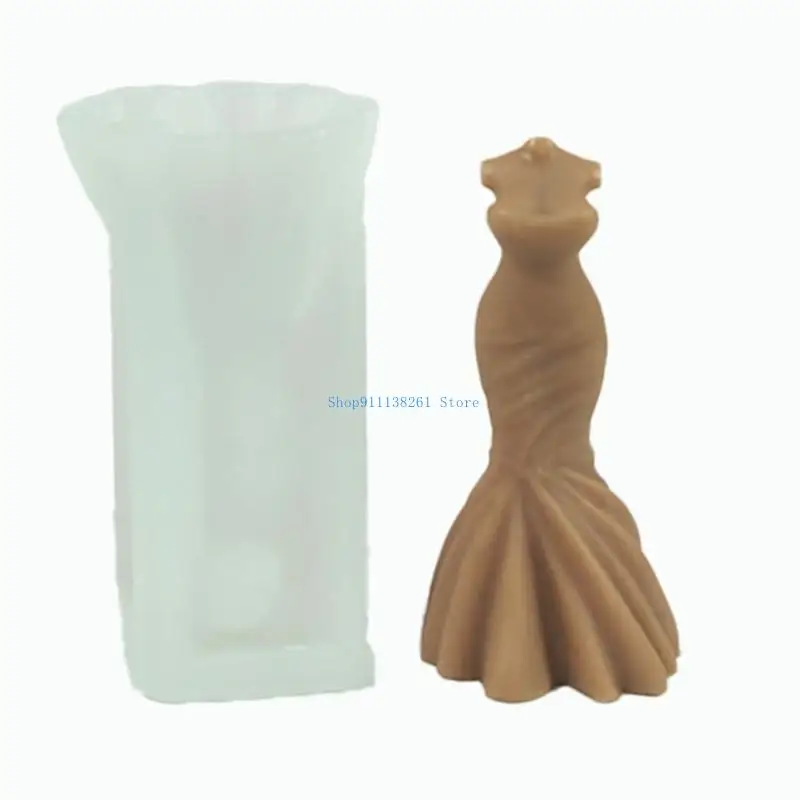 

H05E Wedding Gown Silicone Molds for Candle Soap Home Decoration Chocolale Candy