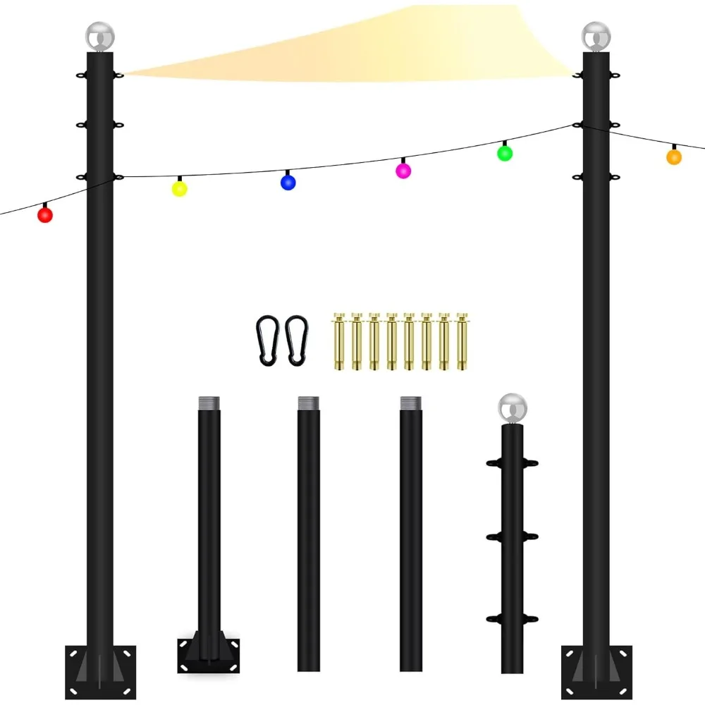 

Sun Shade Sail Poles 10FT Outdoor Shade Sail Pole Kit Heavy Duty Steel Post Support Awning Canopy for Deck Patio Outside Backyar