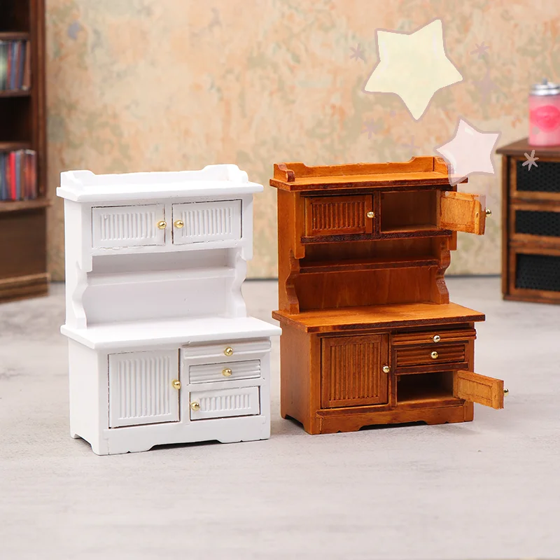 Mini aparador para casa de bonecas 1/12, modelo de estante para cozinha, sala de estar, boneca, móveis para casa, acessórios de decoração