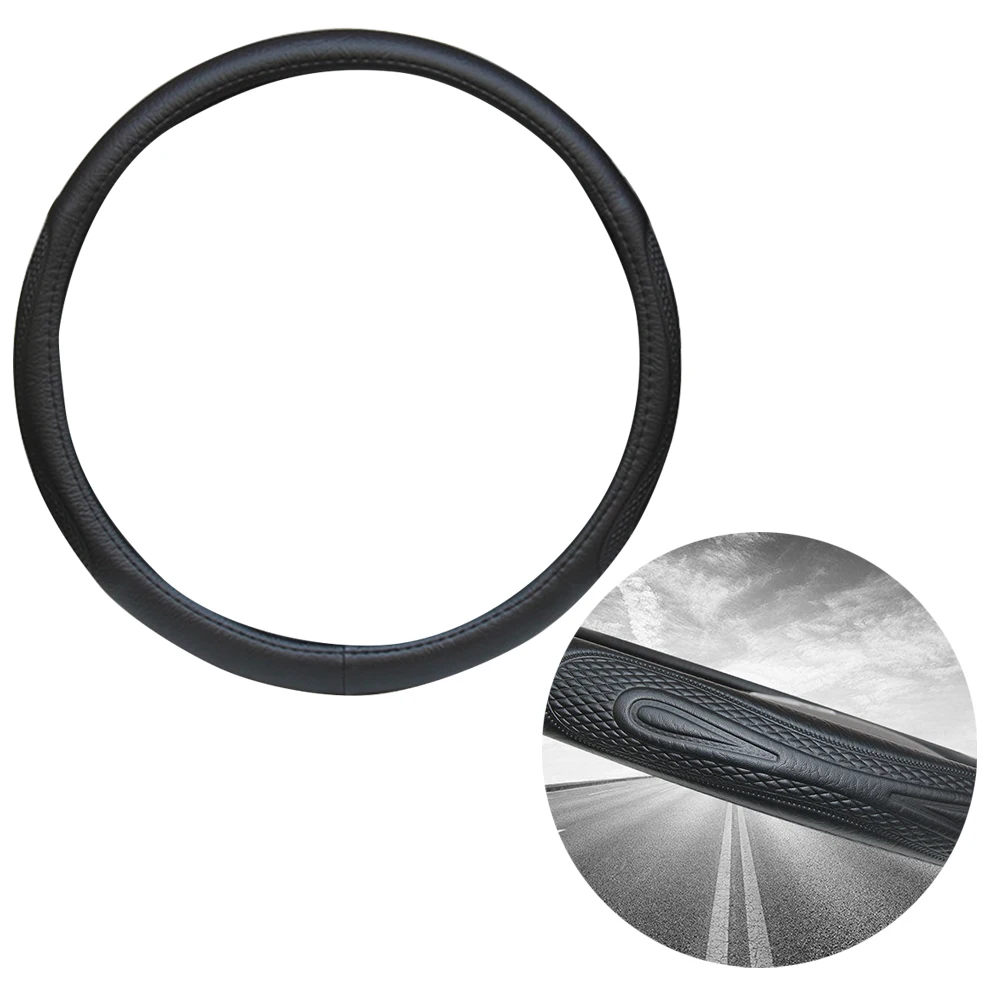

Breathable Anti Slip Steering Wheel Cover Artificial Truck Accessories 42Cm Black Durable Replacement For