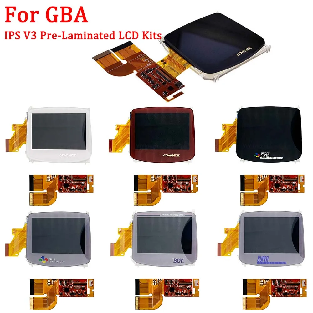 For 3.0 Inch IPS AGB V3 Pre-Laminated LCD Screen Kits GameBoy Advance GBA High Brightness Backlight Kits Nintend SFC Classic GB