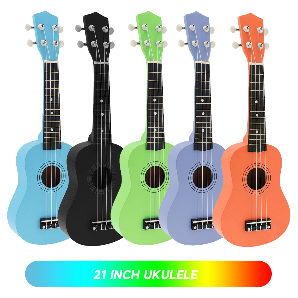 Ukulele 21 Inch Soprano Basswood Pure Color Professional Ukelele 4 Strings Pure Tone Musical Instrument Guitar  Accessories