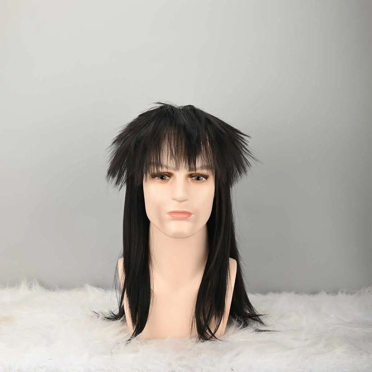 Morvally Unisex Long Black 70s 80s Mullet Glam Rock-Rocker Cosplay Wigs For Women And Men's Halloween, Themed Costume Party