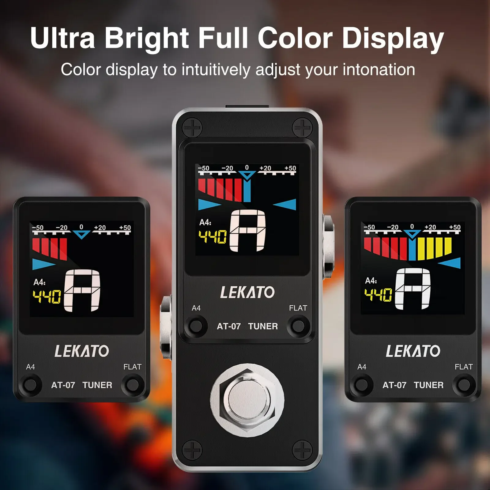 for Lekato At-07 Tuner Pitch Guitar Effect Pedal Guitar Bass Pedal  for Guitar Bass Violin Ukulele True Bypass Chromatic Tuning