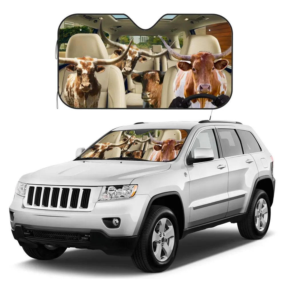 Texas Longhorn Driving Car Interior Front Windshield Sun Shade,African Lions Sunshade for Truck SUV- Blocks Uv Rays Protector