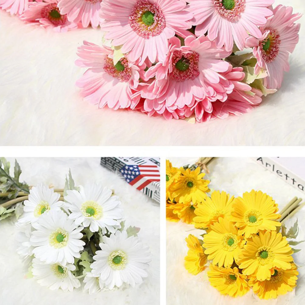 

7Pcs Artificial Gerbera Flower African Daisy Simulation Flower Adornment Wedding Home Party Decoration Wedding Decoration