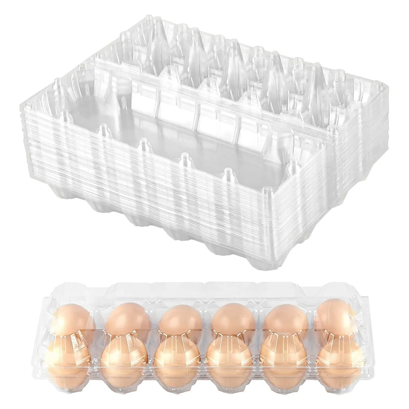 THIVN-48Pcs Plastic Egg Cartons Bulk Clear Chicken Egg Tray Holder For Family Pasture Chicken Farm Business Market- 12 Grids