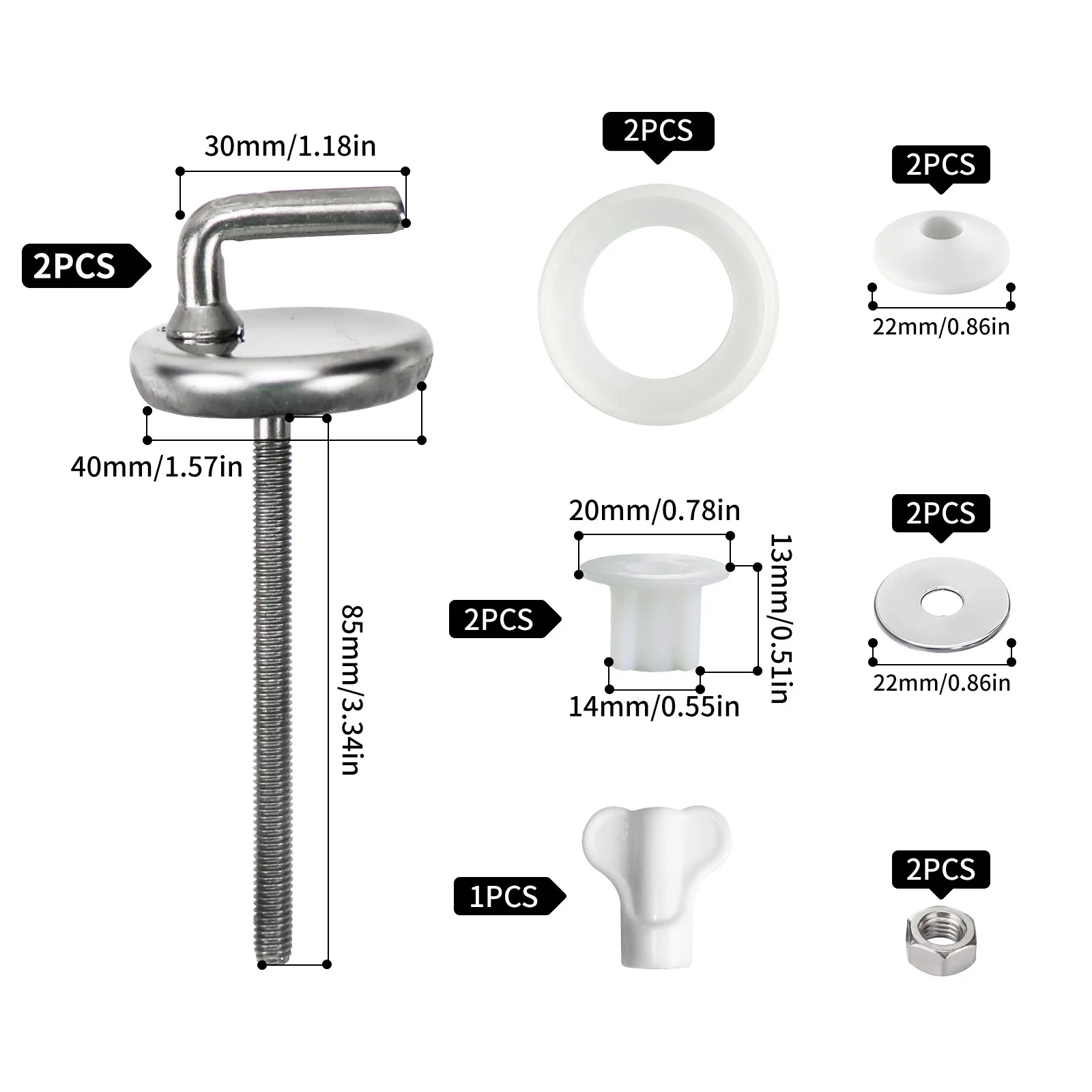 2Pcs Toilet For Seat Hinge No Noise Stainless Steel With Mounting Accessory Home Toilet Seat Hinges Bathroom Fixture