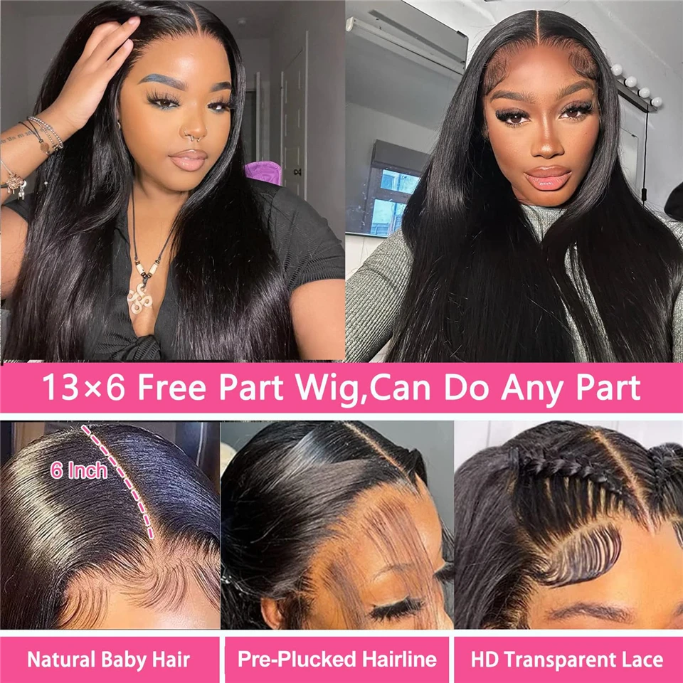 FABHAIR 13x6 Lace Front Wigs Human Hair Pre Plucked 180% Glueless Wigs Human Hair Lace Front Wigs for Black Women with Baby Hair