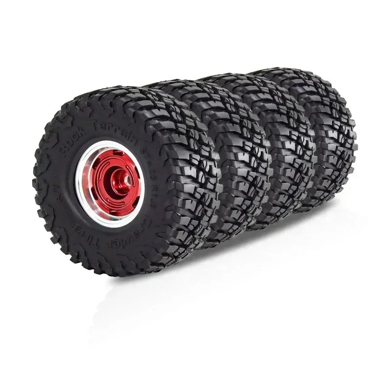 

4pcs 57mm 1.0" Metal Beadlock Wheel Tire Set For 1/18 RC Crawler Car TRX4M SCX24 AX24 FMS24 Upgrade Parts Accessories
