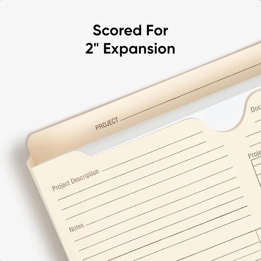 Project File Jackets 25 Count Manila Reinforced Straigut Tabs พิมพ์หน้าหลังและ Tab 2 Expansion Letter Size 75621