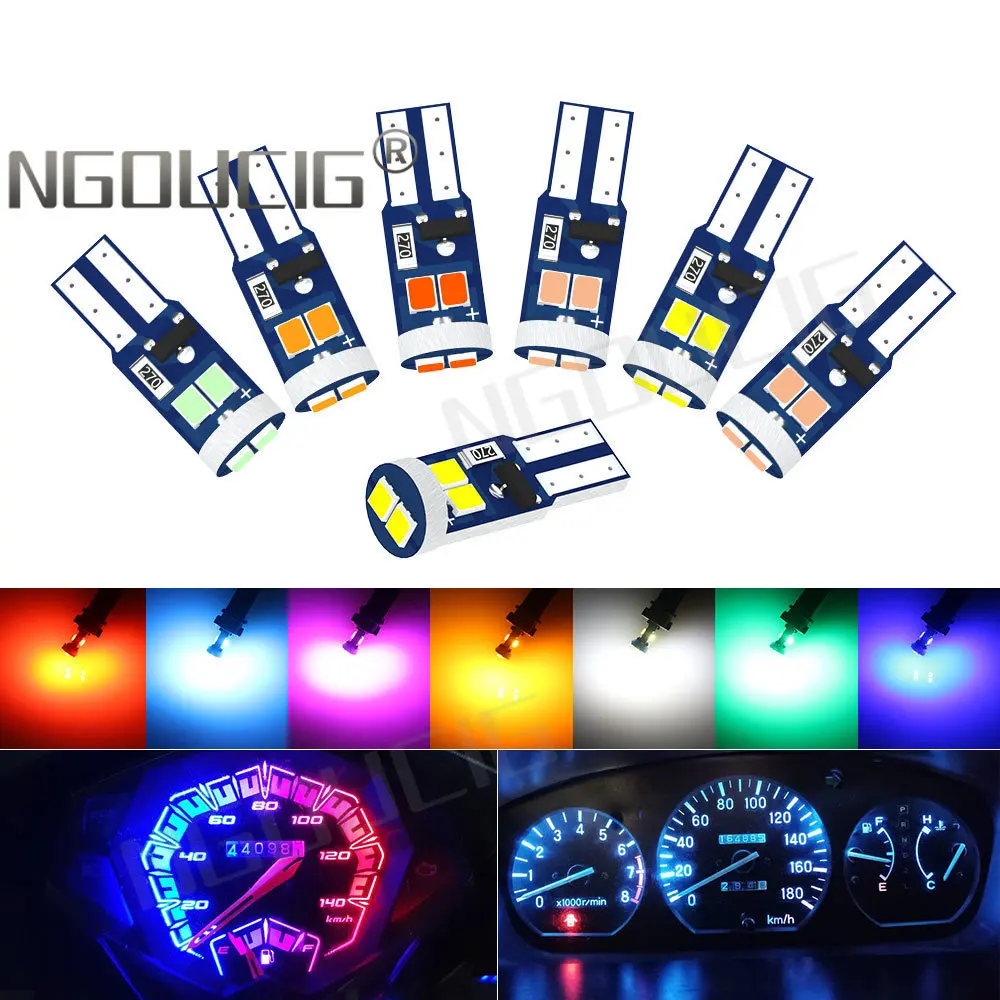 

NGOUCIG 8PCS 2016 Non Polar T5 73 74 W3W Led Bulb 2721 Instrument Dashboard Plate Panel Warning Signal Lamp Car Light Indicator