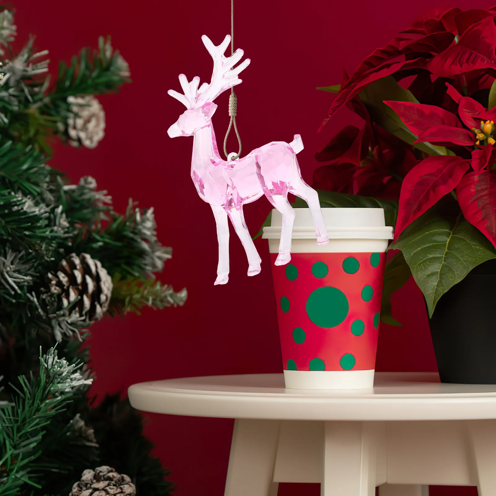 

2Pcs Christmas Tree Acrylic Elk Hanging Decoration Clear Xmas Elk Pendant Christmas Hanging Ornament Holiday Party Decor Gift