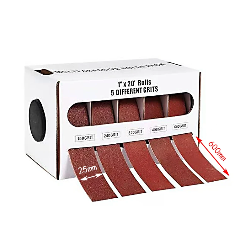 

25*600mm Sanding Paper Box Set 4/5/6Grit Sand Belt Length Can Be Cut At Will Pull-out Type Polishing and Grinding Abrasive Tools