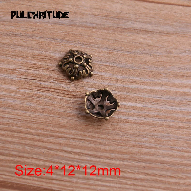 60pcs 4*12*12mm Two Color Bead Caps Charm Hollow Small Flower Pendants Jewelry Accessories DIY Receptacle Charms