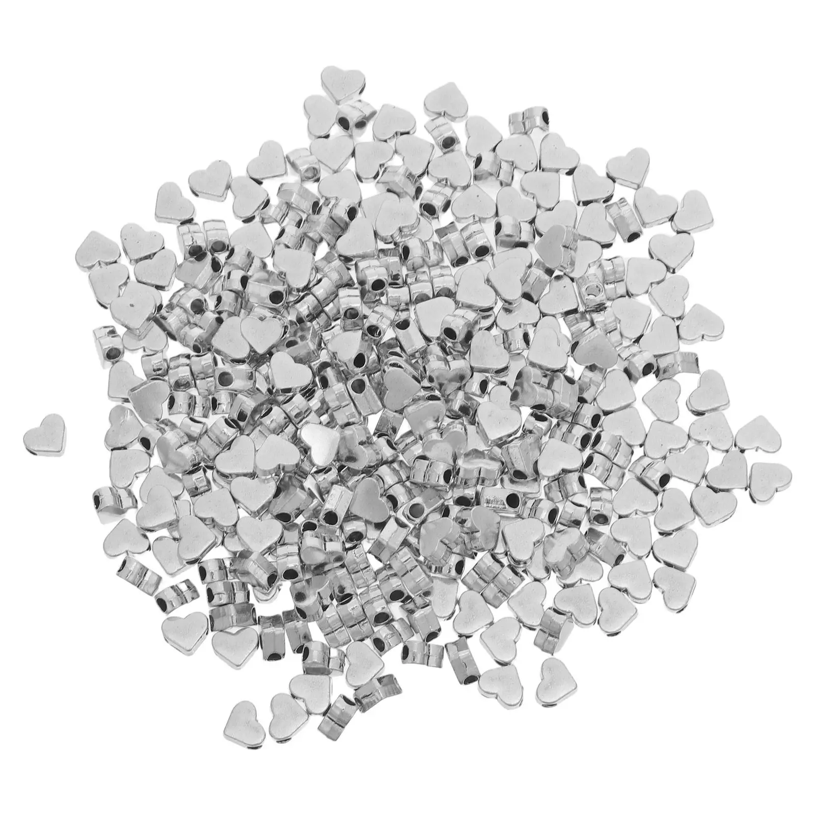 

300Pcs Silver Heart Beads Zinc Alloy Hollow Design Smooth Surface for Bracelet Necklace Jewelry Making Friendship Valentine's