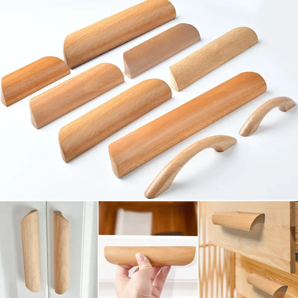 Manija de madera para muebles, pomos de cajón, tiradores largos para armarios de cocina, cajones, tocador, tirador de armario