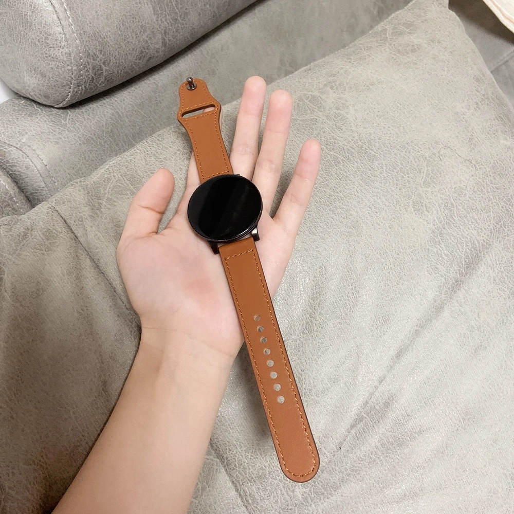 Leather Band For Samsung Galaxy watch 6 5 pro/4 Classic/Active 2/3/42mm/44mm 40mm 20mm 22mm bracelet Huawei GT/2/3 Pro 4 strap