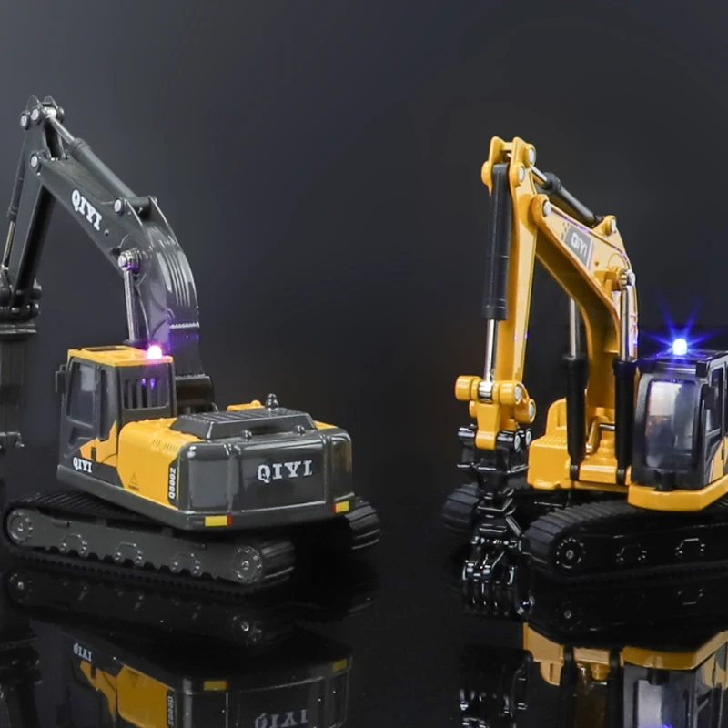 1:60 Excavator model Construction truck Car Diecast Metal Vehicle Toy Boy Sound Light Collect  Hot Wheels One Piece Premium Mini