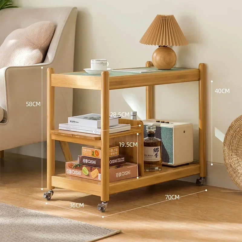 Exquisite trolley rack kitchen floor bedroom multi-layer snacks mobile multi-functional living room storage storage rack home