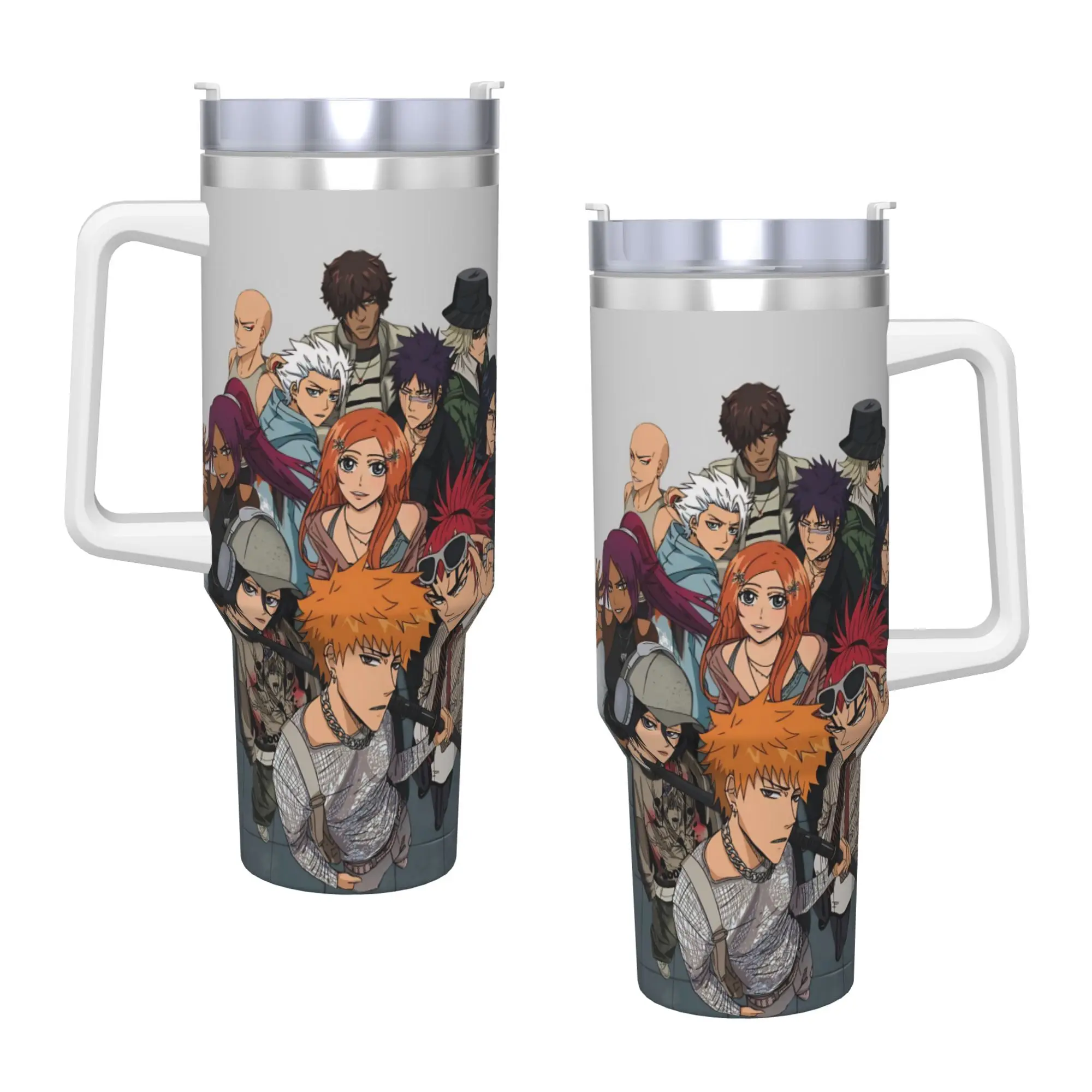 BLEACH Anime Ichigo  Stainless Steel Tumbler  Coffee Mug With Straws and Lid Large Capacity Mugs Cup Hot Drinks Water Bottle