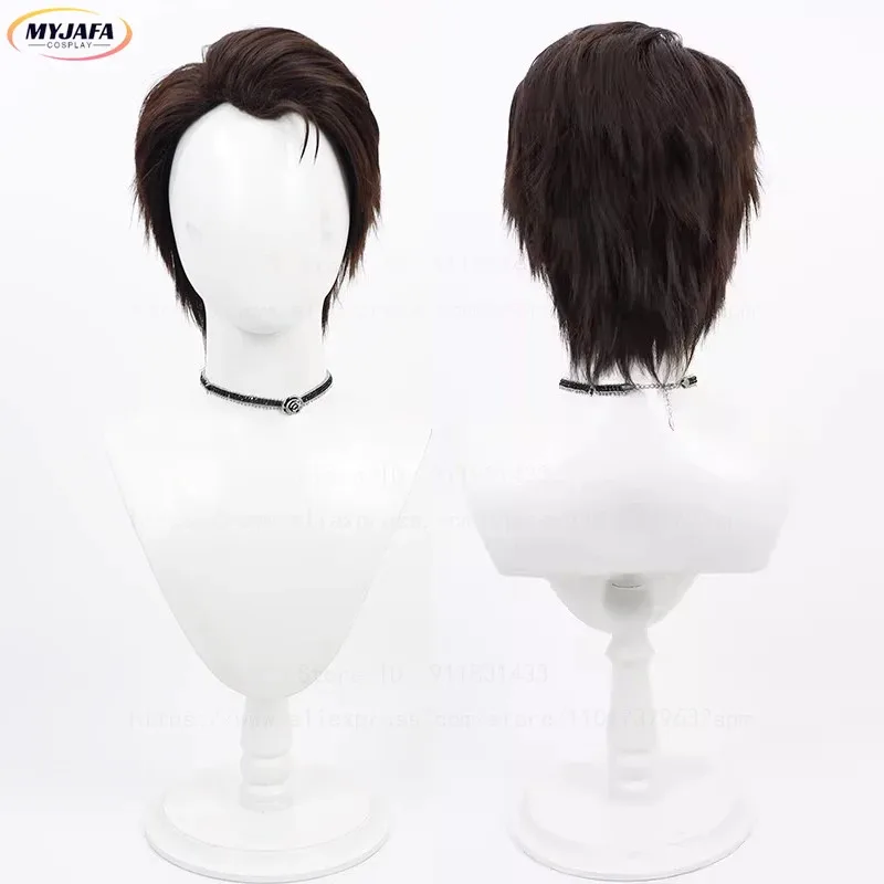 Arcane:LOL Jayce Talis Parrucca Cosplay Corta Marrone Resistente al calore Capelli sintetici Halloween Anime Jaycee Giochi di ruolo Parrucche + Protezione parrucca